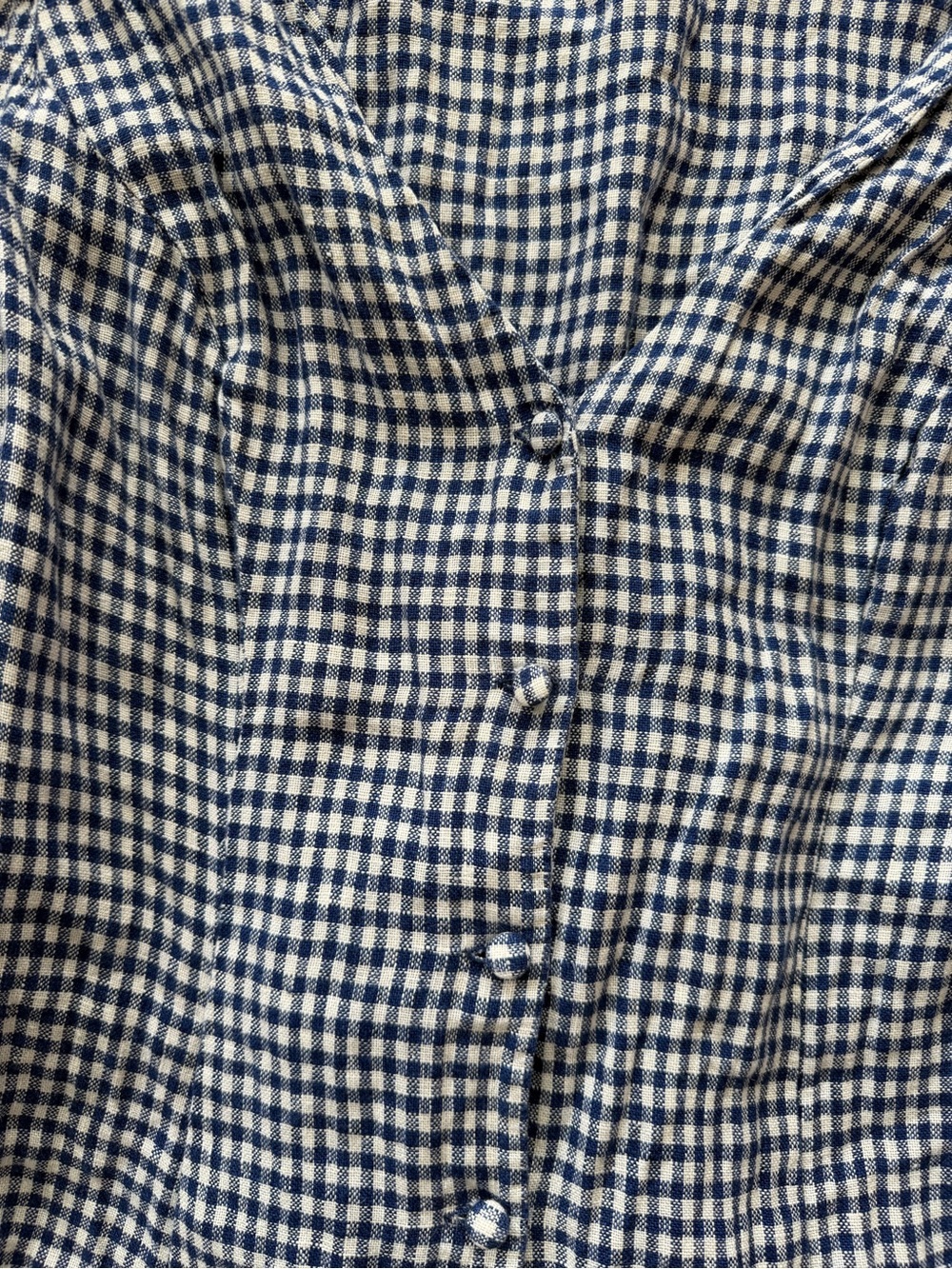 Reformation Blue and White Gingham Button-Front Midi Dress - Picture 2 of 4